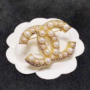 Chanel pearl double C brooch